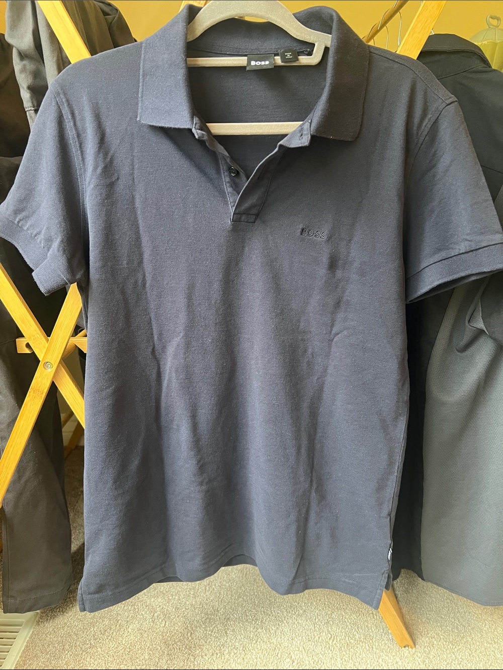 Boss Men's Dark Navy Polo Shirt with Subtle Logo